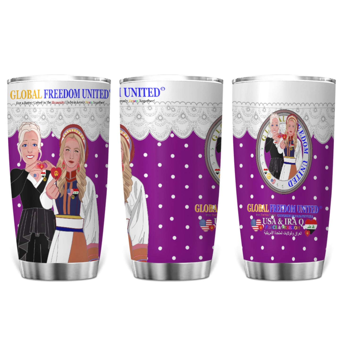 Tumbler GLOBAL FREEDOM UNITED© Women Iraq & USA Lilac