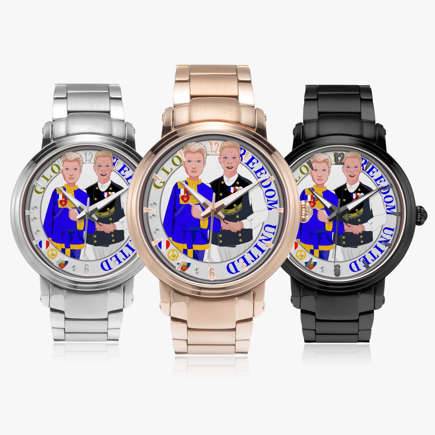 GLOBAL FREEDOM UNITED© New Steel Strap Automatic Watch (With Indicators) Men Russia & French V1