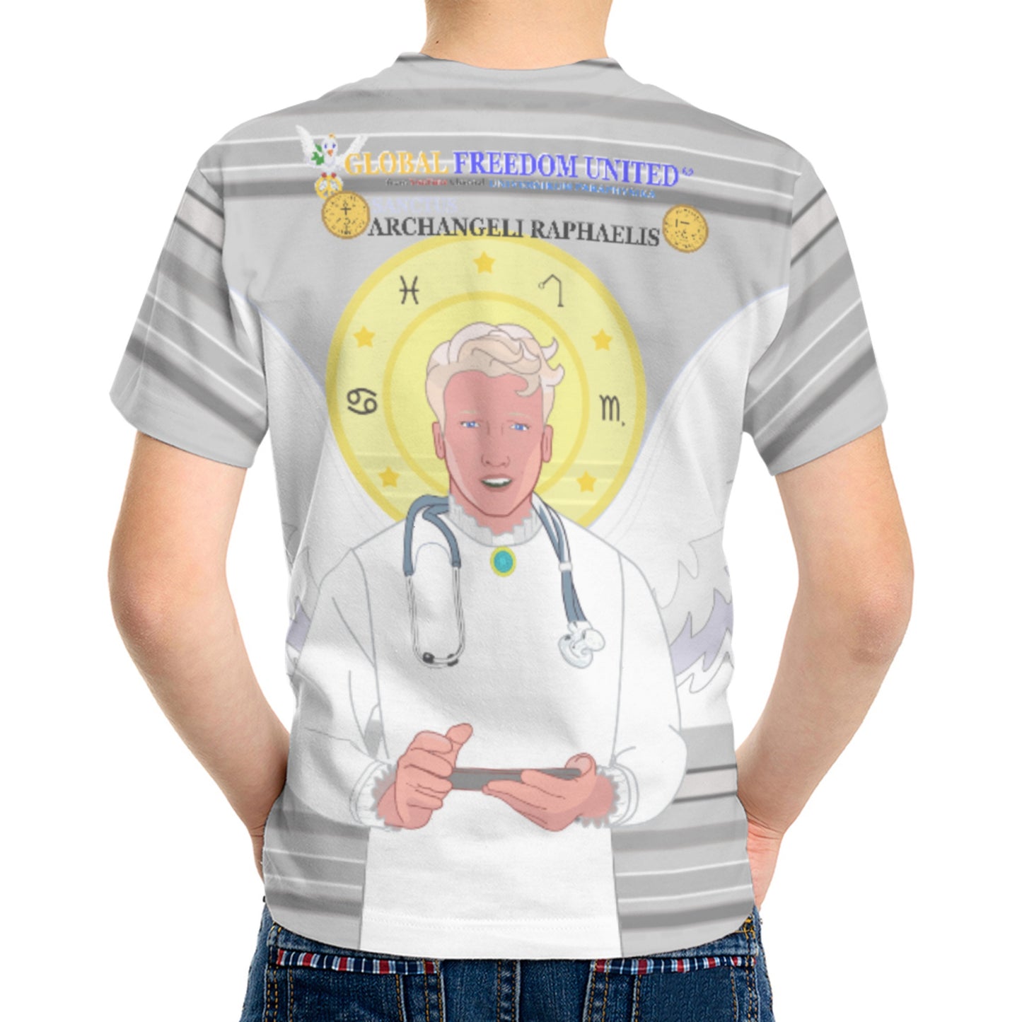 Kid´s T-shirt Global Freedom United© Archangel Rafael Old Latin Grey
