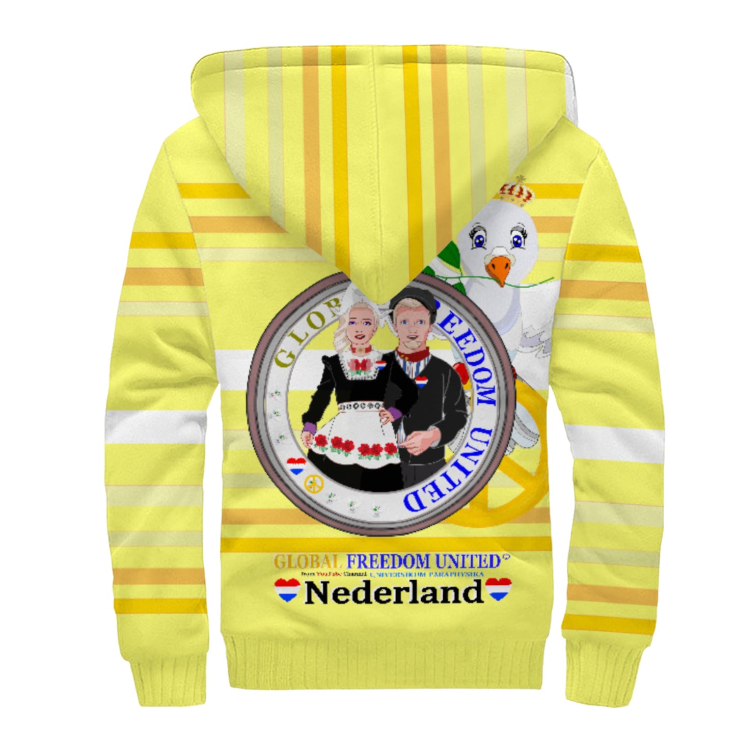 Plush Hoodie GLOBAL FREEDOM UNITED© Couple Nederland Yellow