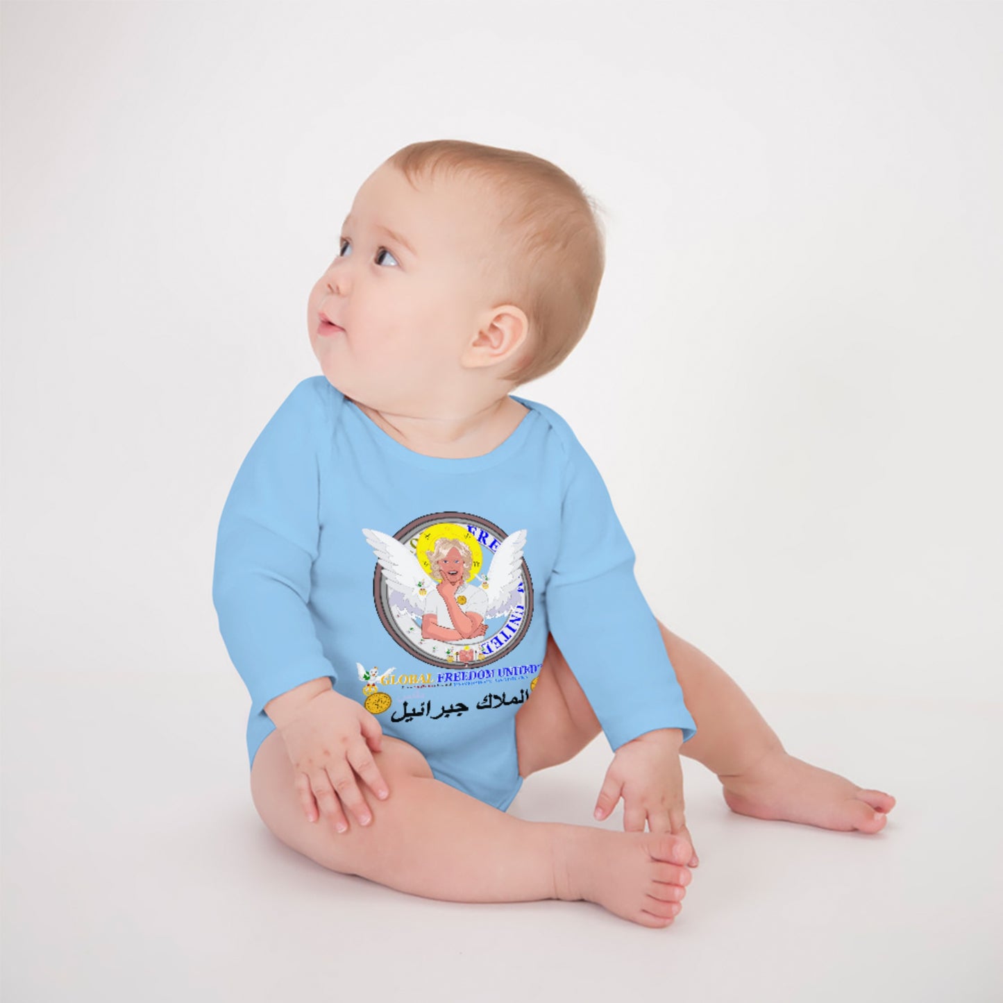 Baby Long-sleeve Bodysuit GLOBAL FREEDOM UNITED© Archangel Gabriel Arabic