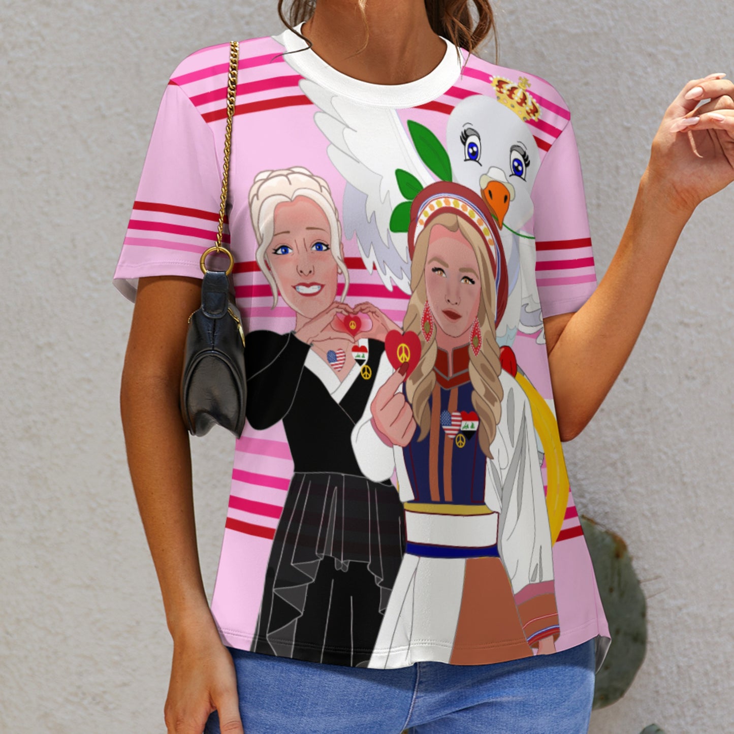 Women´s T-Shirt 3 GLOBAL FREEDOM UNITED© Women Iraq & USA Pink1