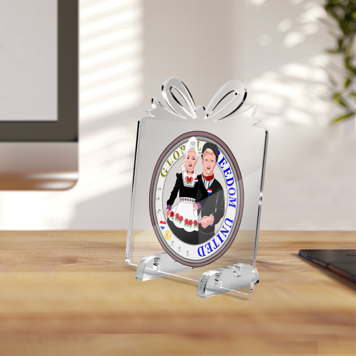 GLOBAL FREEDOM UNITED© Couple Nederland Acrylic Plaque with  Stand - Gift Shape