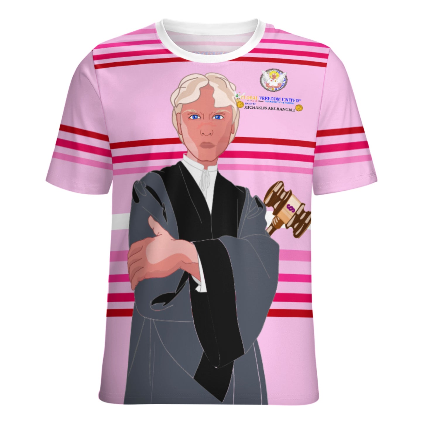 Women´s T-shirt  Global Freedom United© Archangel Michael In Latin V5 Pink1