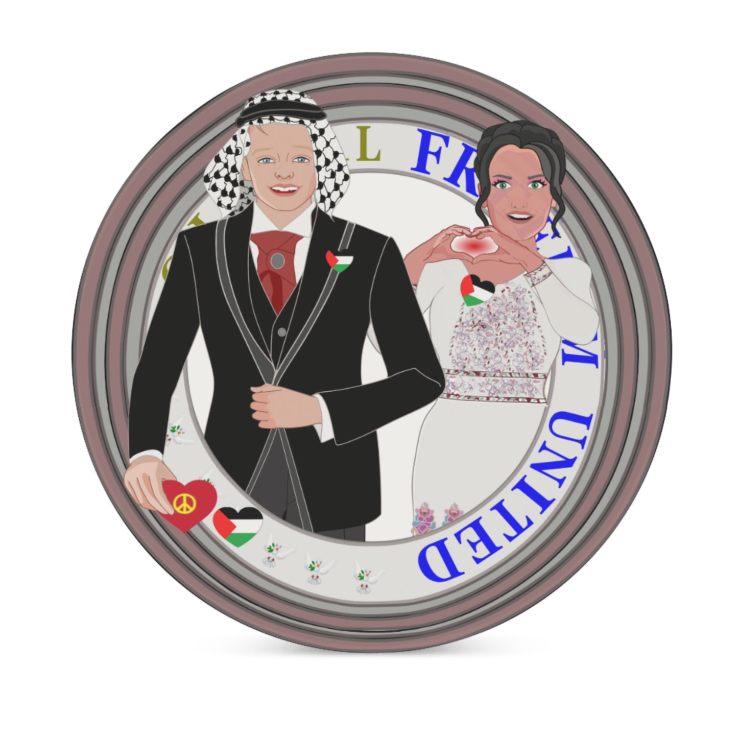 Ceramic Coasters Global Freedom United© Couple Palestina