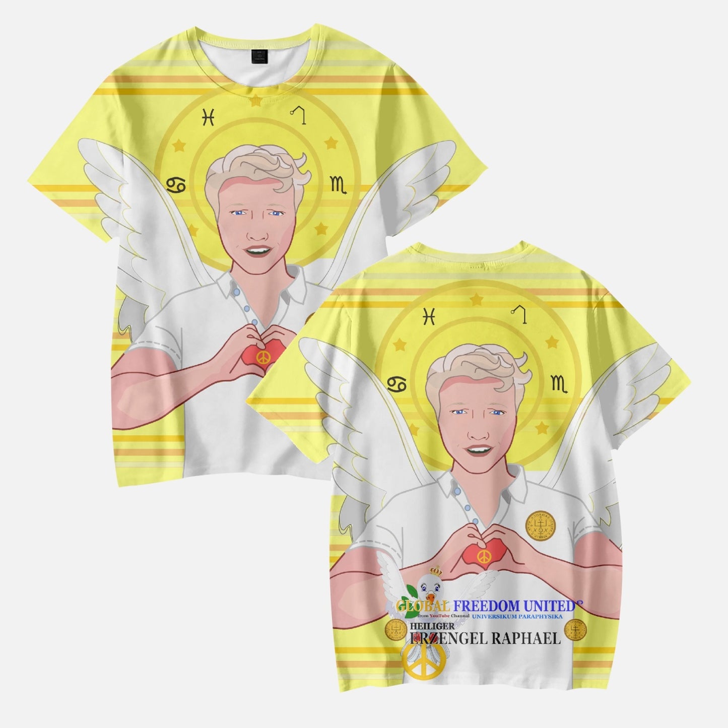AOP Kids' Short T-Shirts  GLOBAL FREEDOM UNITED ARCHANGEL RAPHAEL GERMAN YELLOW