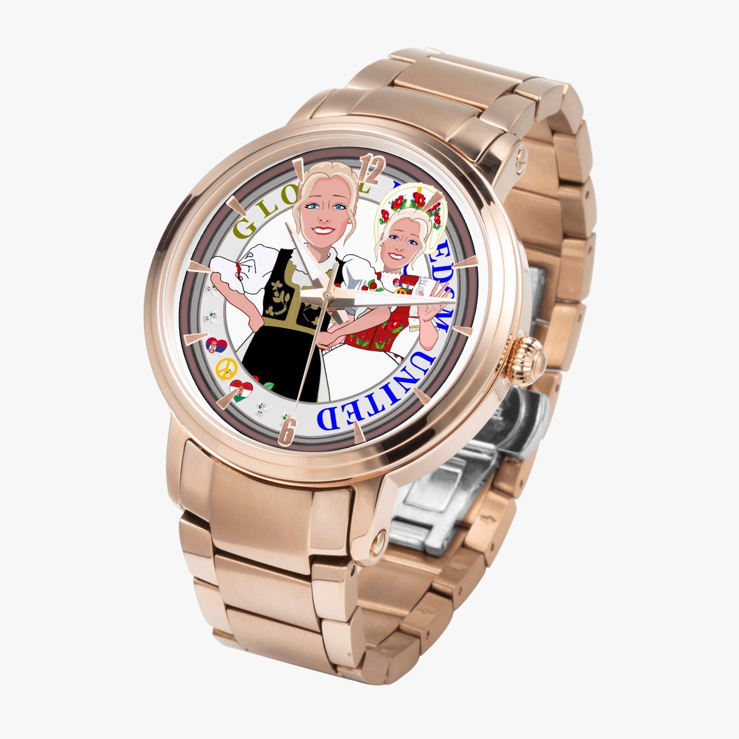 New Steel Strap Automatic Watch (With Indicators) GLOBAL FREEDOM UNITED© WOMEN SERBIA & HUNGARY