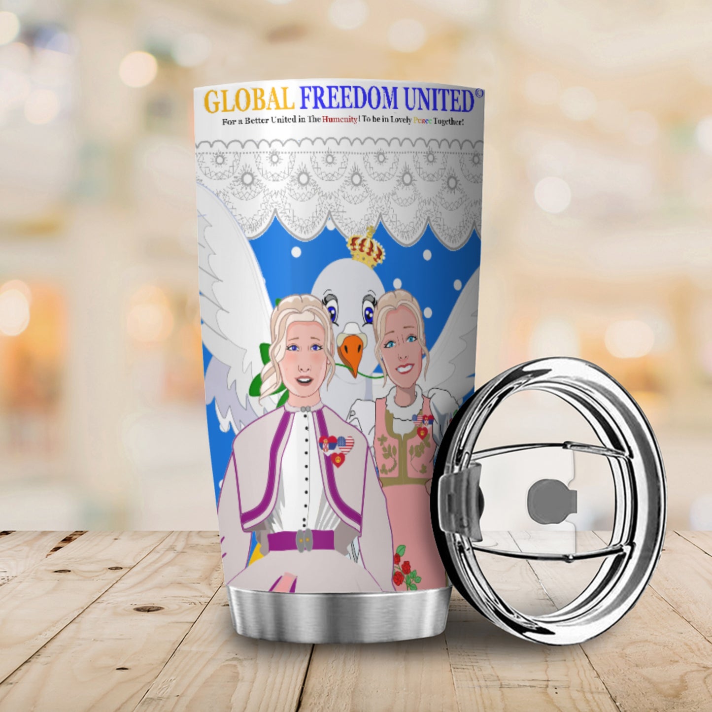 Tumbler 2 GLOBAL FREEDOM UNITED© Women Serbia & USA Blue