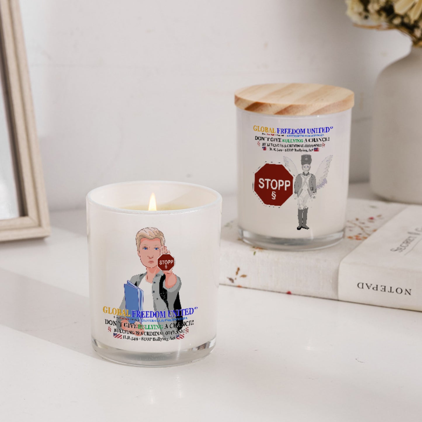 Scented Soy Candle GLOBAL FREEDOM UNITED© Anti Bullying Men USA