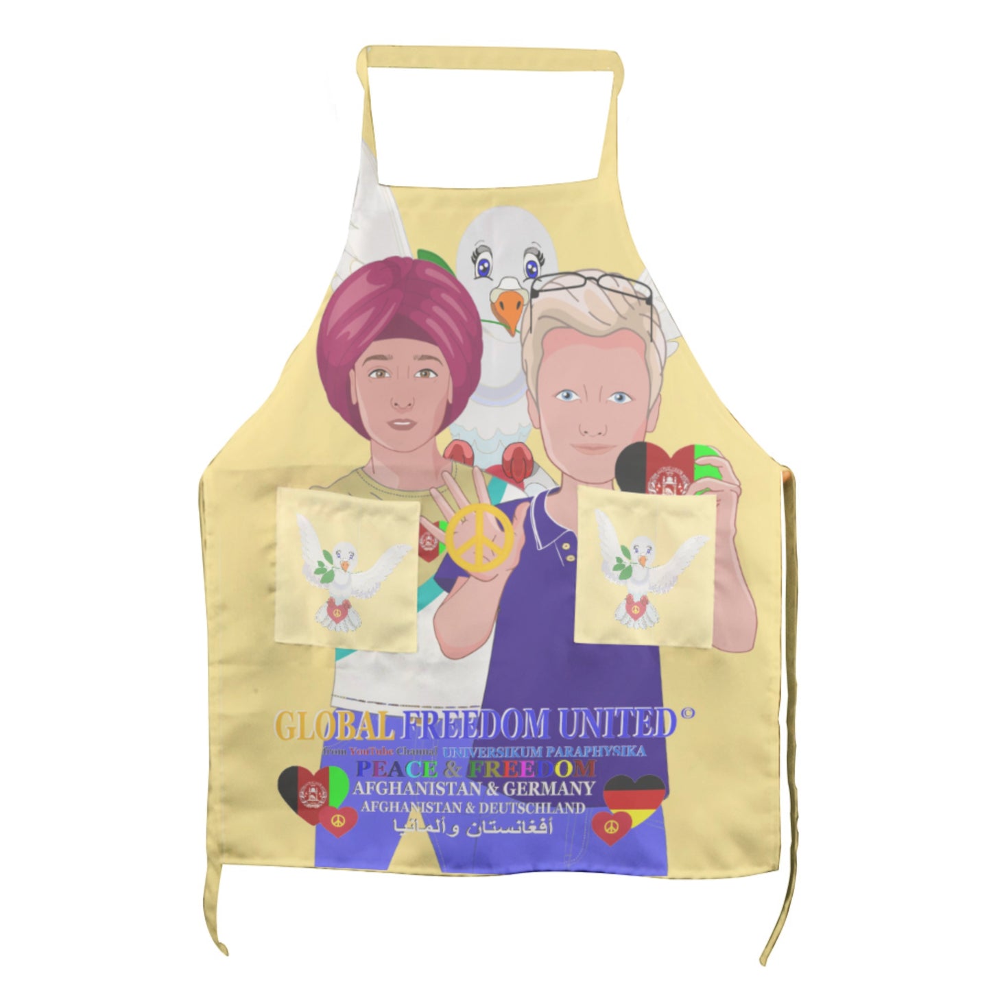 Apron GLOBAL FREEDOM UNITED© Men Afghanistan & Germany Yellow