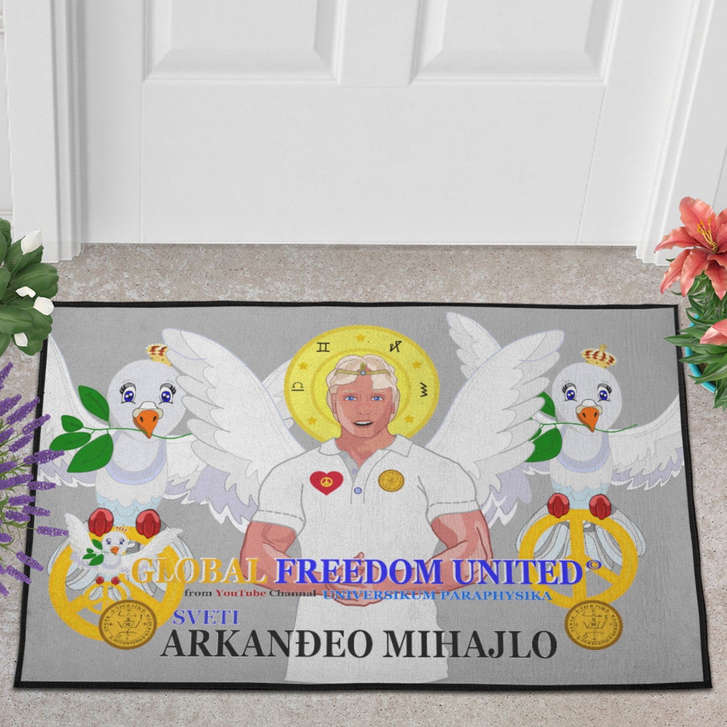 Door Mat Global Freedom United Archangel Michael Croatia V2 Grey