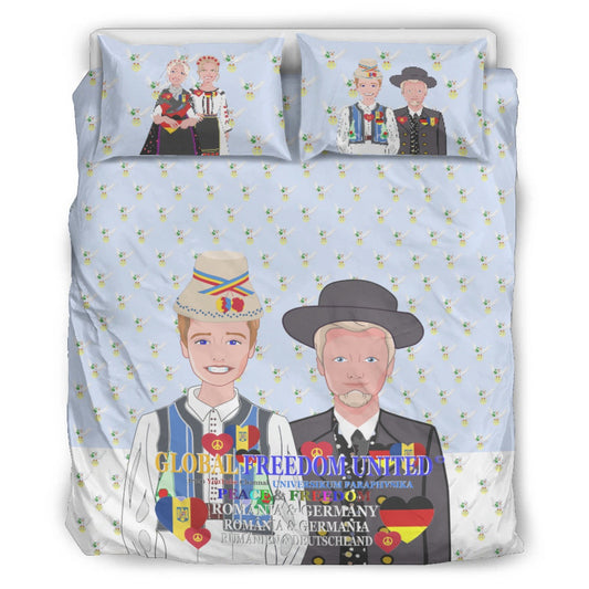 Bed Line GLOBAL FREEDOM UNITED© Men Romania & Germany Light Blue