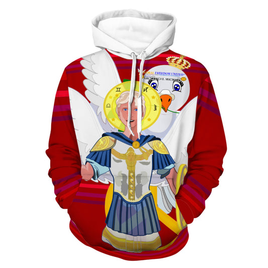 Front Pocket Hoodie Global Freedom United Archangel Michael English V1 Red