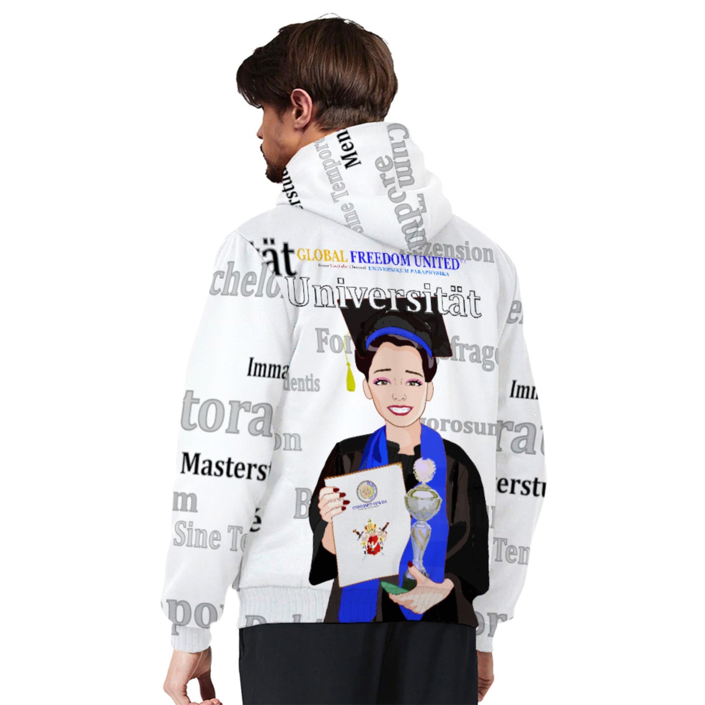 Plush Hoodie Global Freedom United Asia Student Girl Silver Place