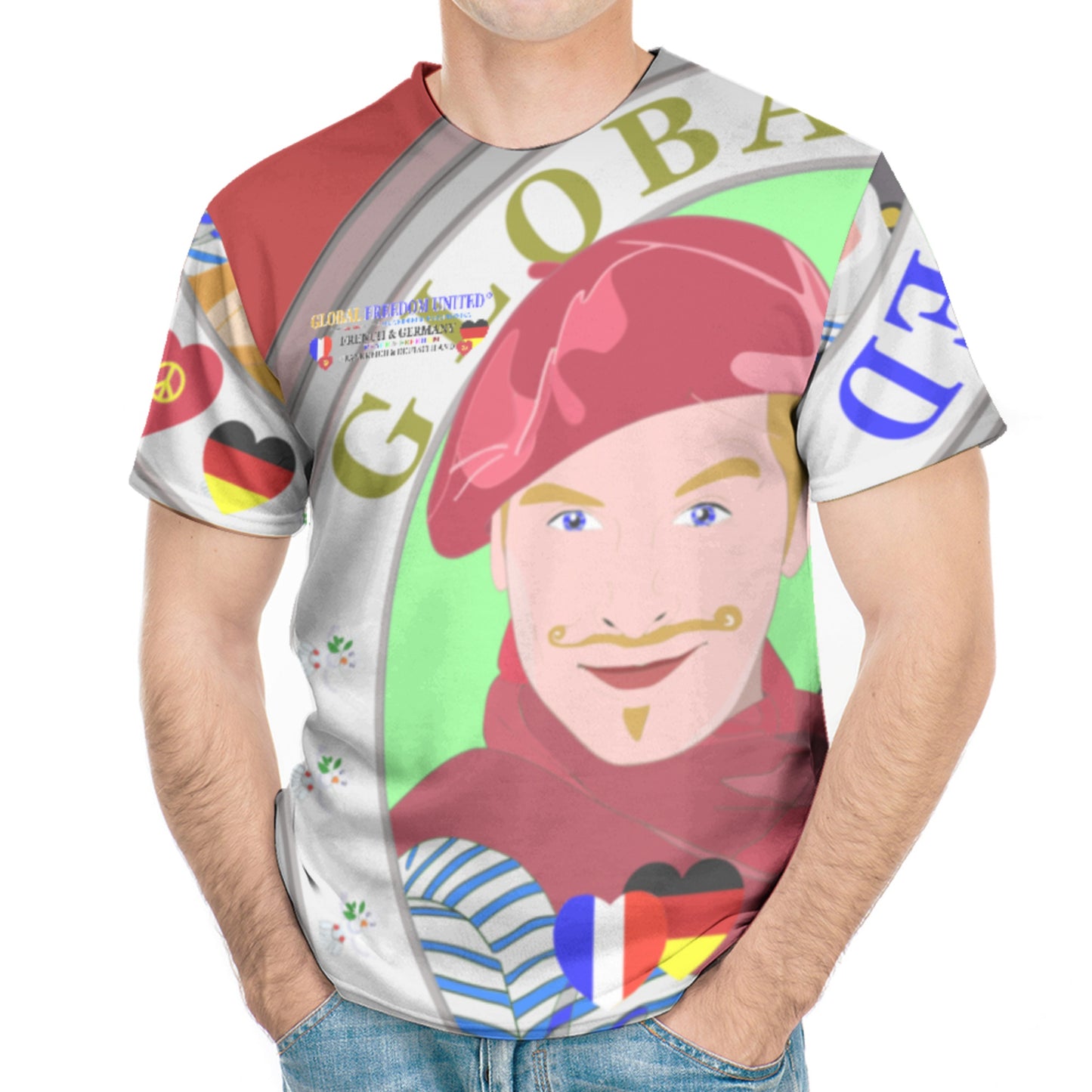 Men´s T-shirt GLOBAL FREEDOM UNITED© Men French & Germany V2 Red