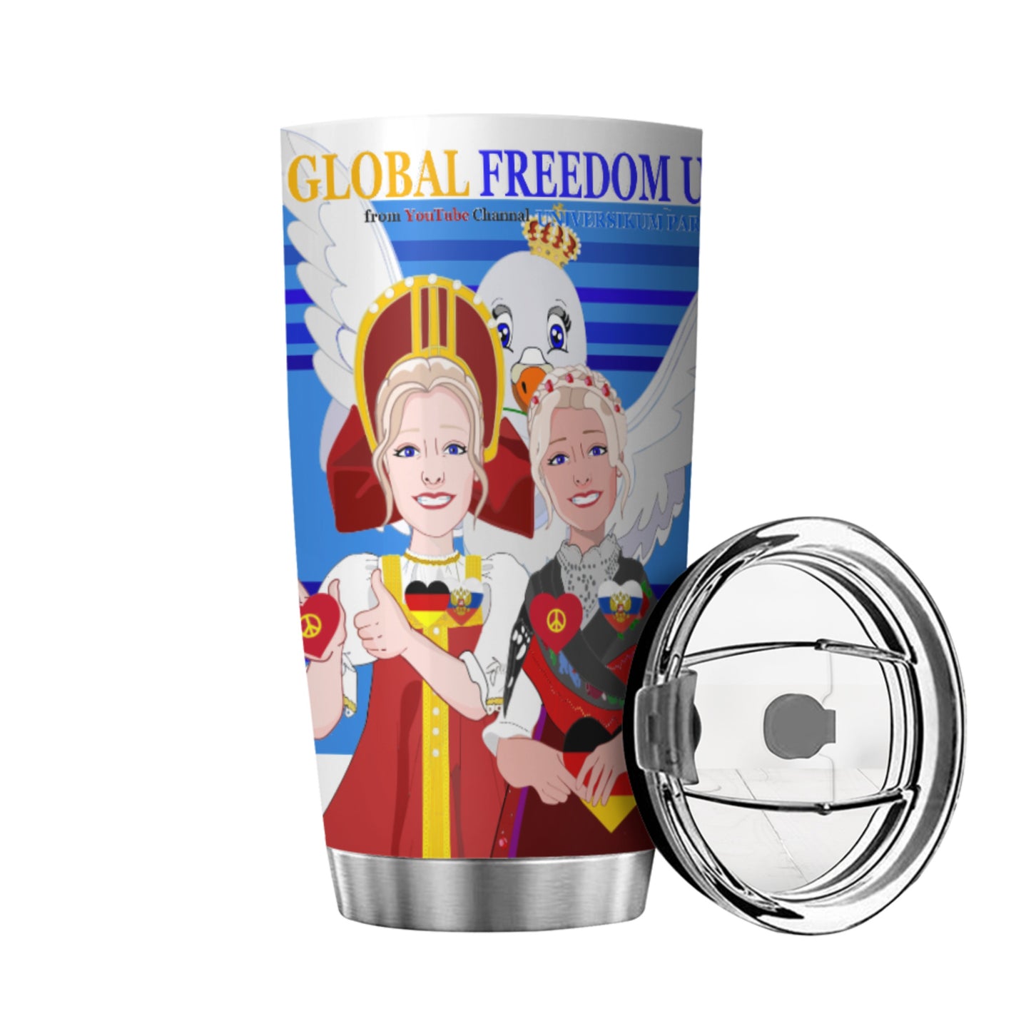 Tumbler Global Freedom United Women Russia & Germany Old Peace Deep Blue