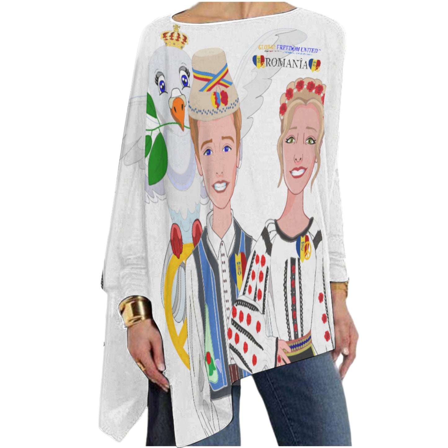 Pullover Long Sleeve T-shirt GLOBAL FREEDOM UNITED© Couple Edition Romania