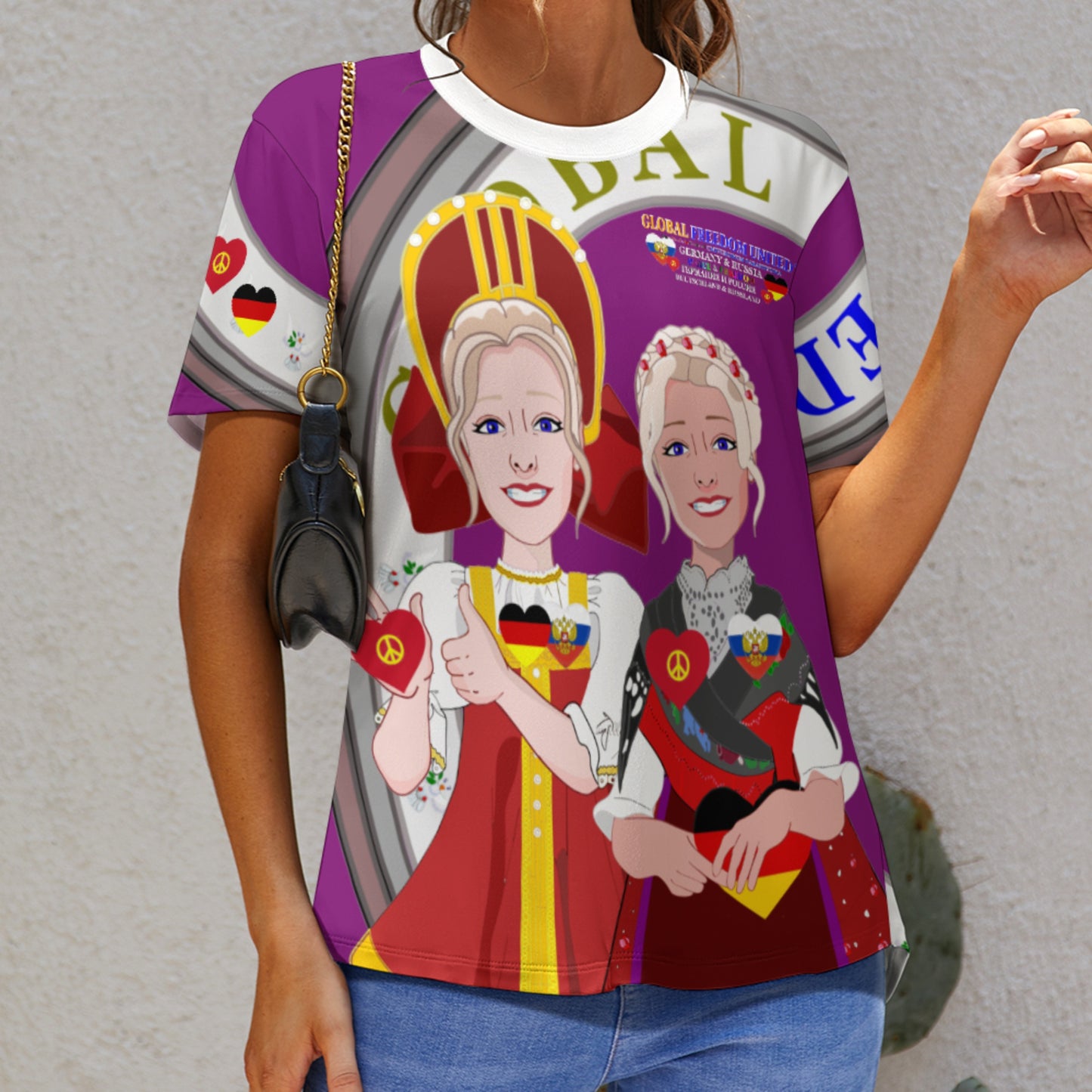 Women´s T-shirt 3 GLOBAL FREEDOM UNITED© Women RUSSIA & GERMANY Lilac