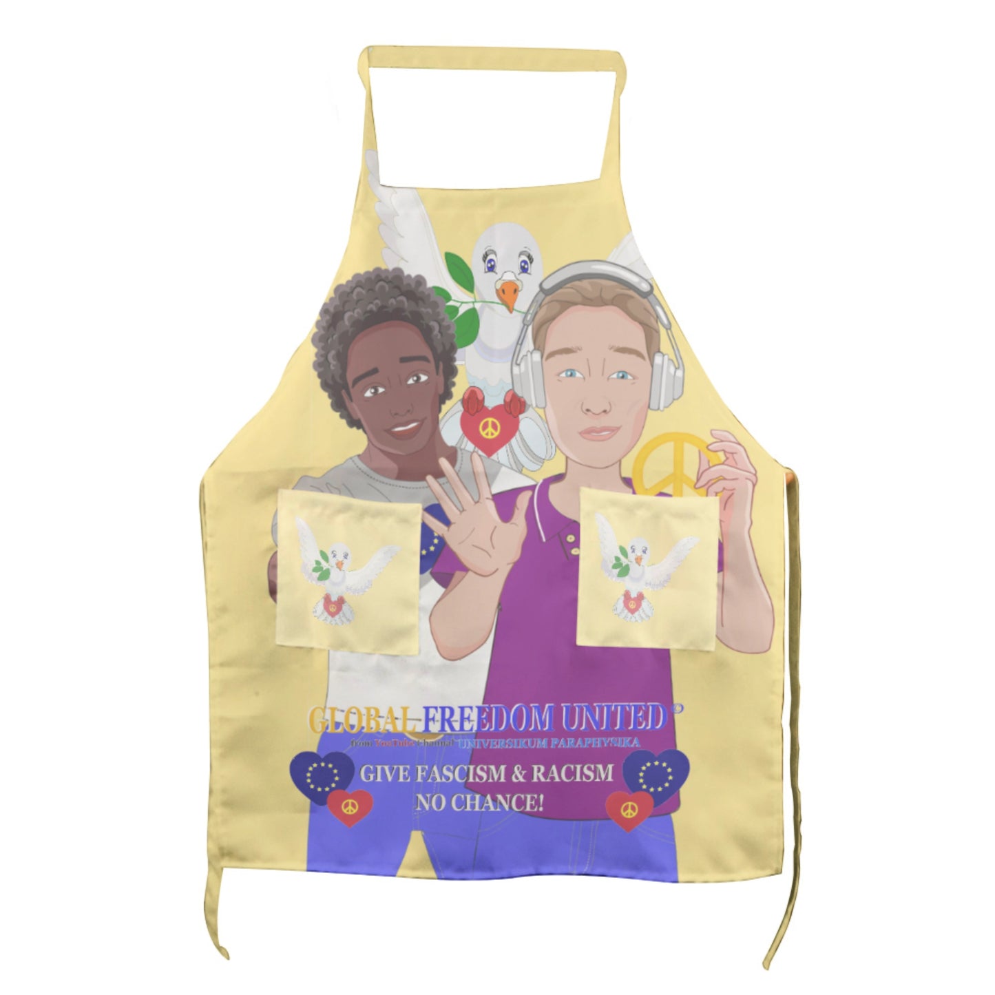 Apron GLOBAL FREEDOM UNITED© Men Anti Fascism & Racism EU Yellow