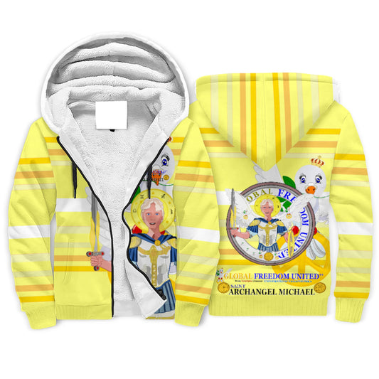 Plush Hoodie Global Freedom United Archangel Michael English V1 Yellow