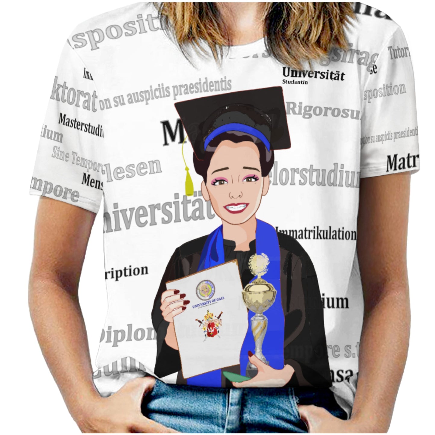 Women´s T-shirt Global Freedom United Asia Student Girl Gold Place