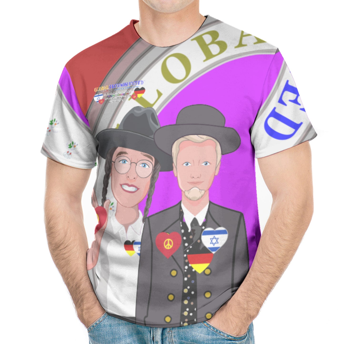 Men´s T-shirt GLOBAL FREEDOM UNITED© Men Israel & Germany Version 2 Red