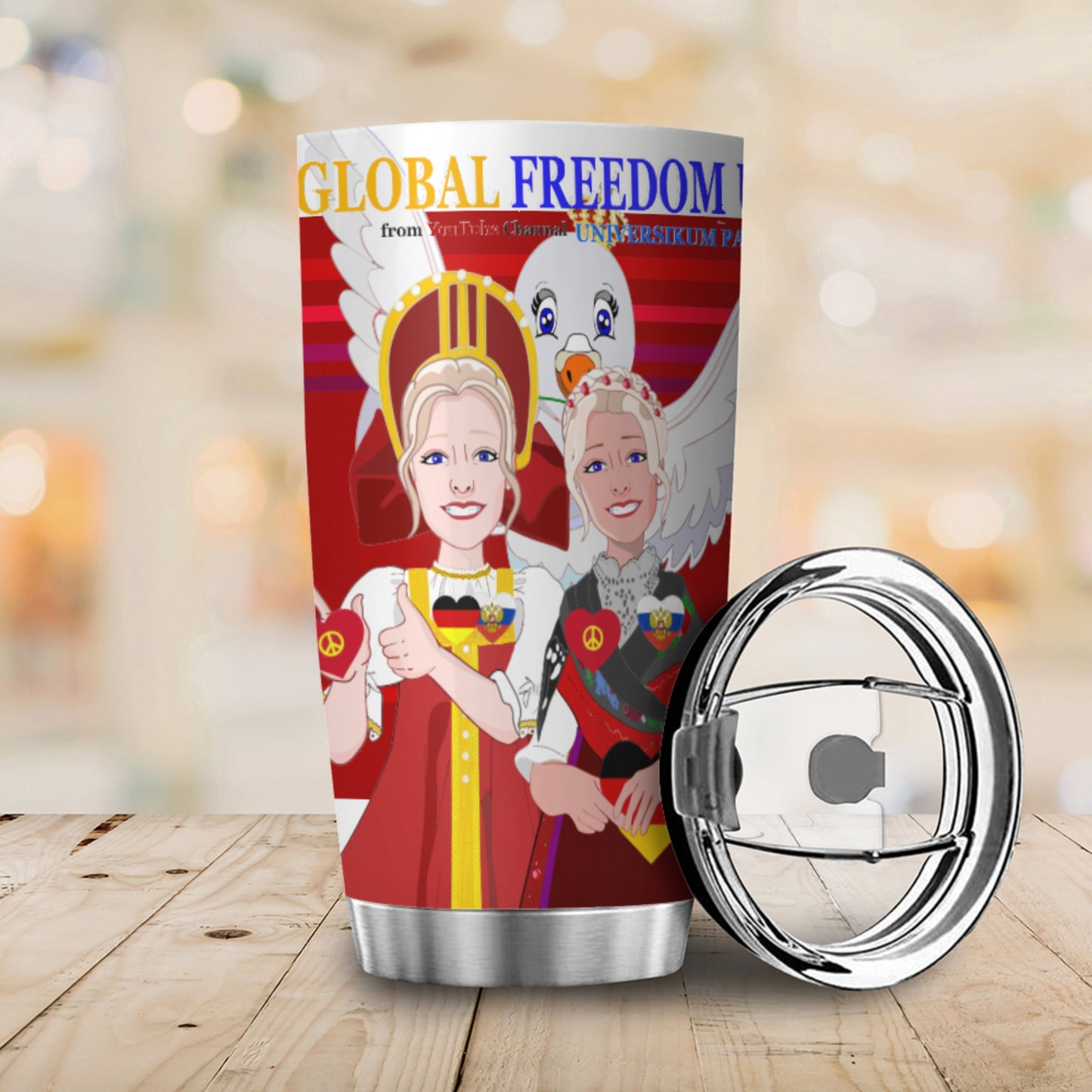Tumbler Global Freedom United Women Russia & Germany Old Peace Red