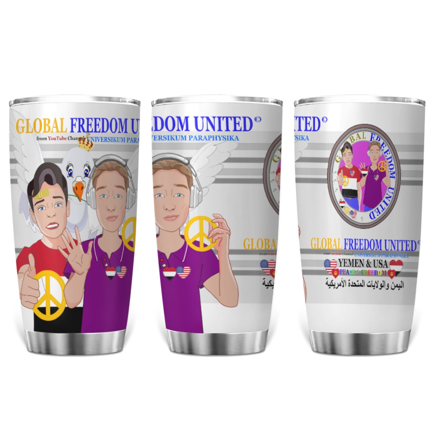Tumbler GLOBAL FREEDOM UNITED© Men Yemen & USA Grey