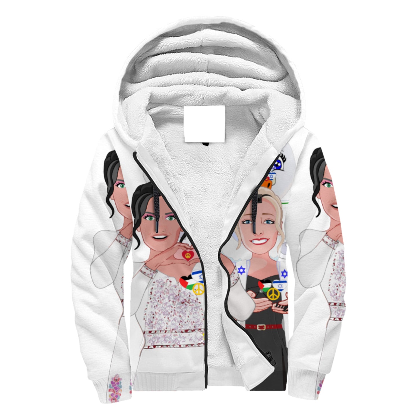 Plush Hoodie GLOBAL FREEDOM UNITED© Women Palestina & Israel Big