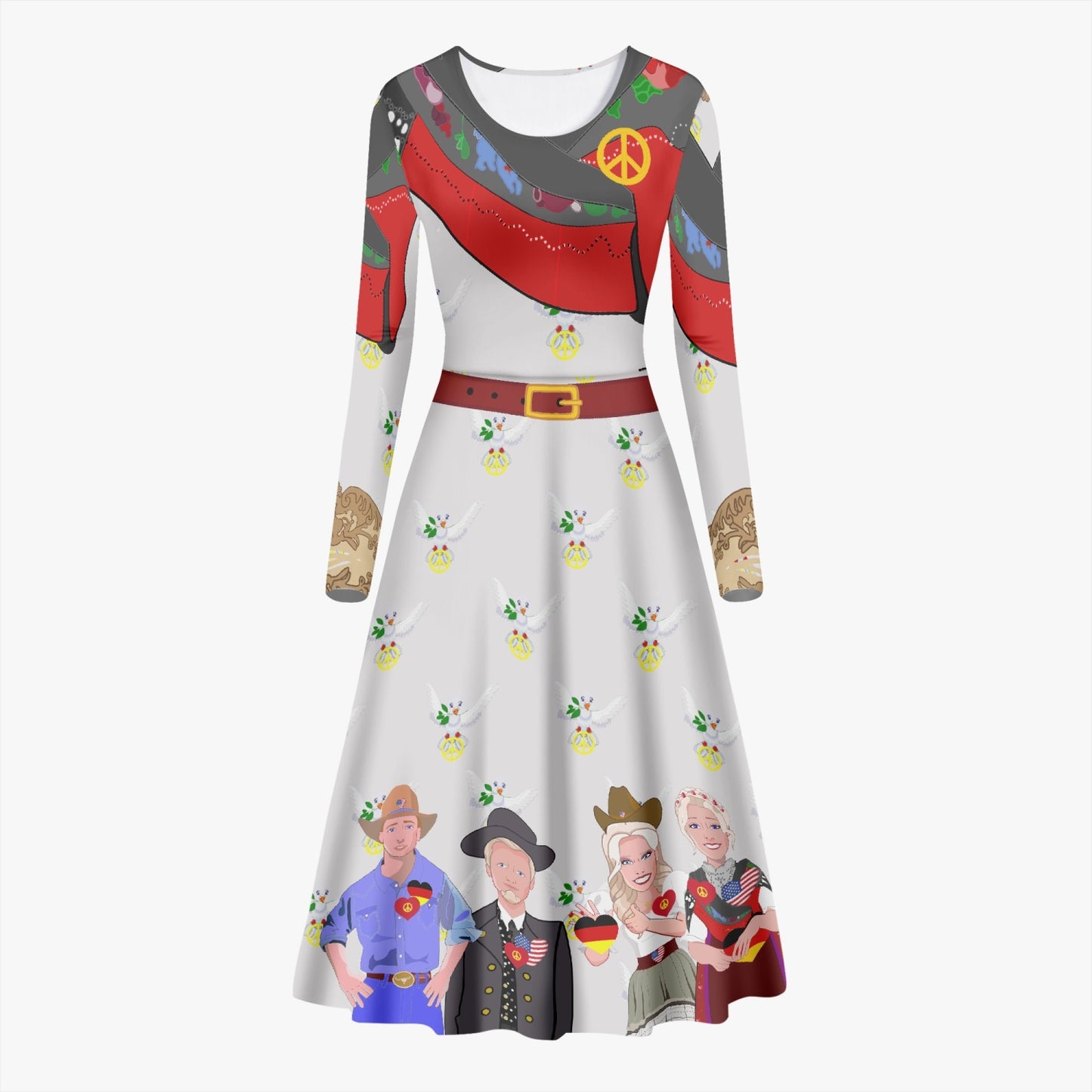 WOMEN´S LONG-SLEEVE ONE-PIECE DRESS GLOBAL FREEDOM UNITED© USA & GERMANY WIGHT