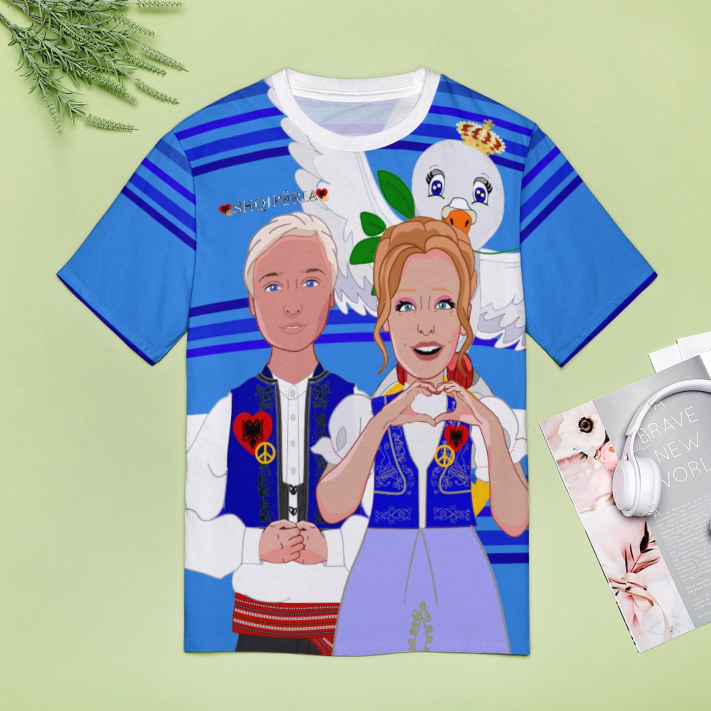 Women' S T-shirt GLOBAL FREEDOM UNITED© Couple Edition Albania Deep Blue