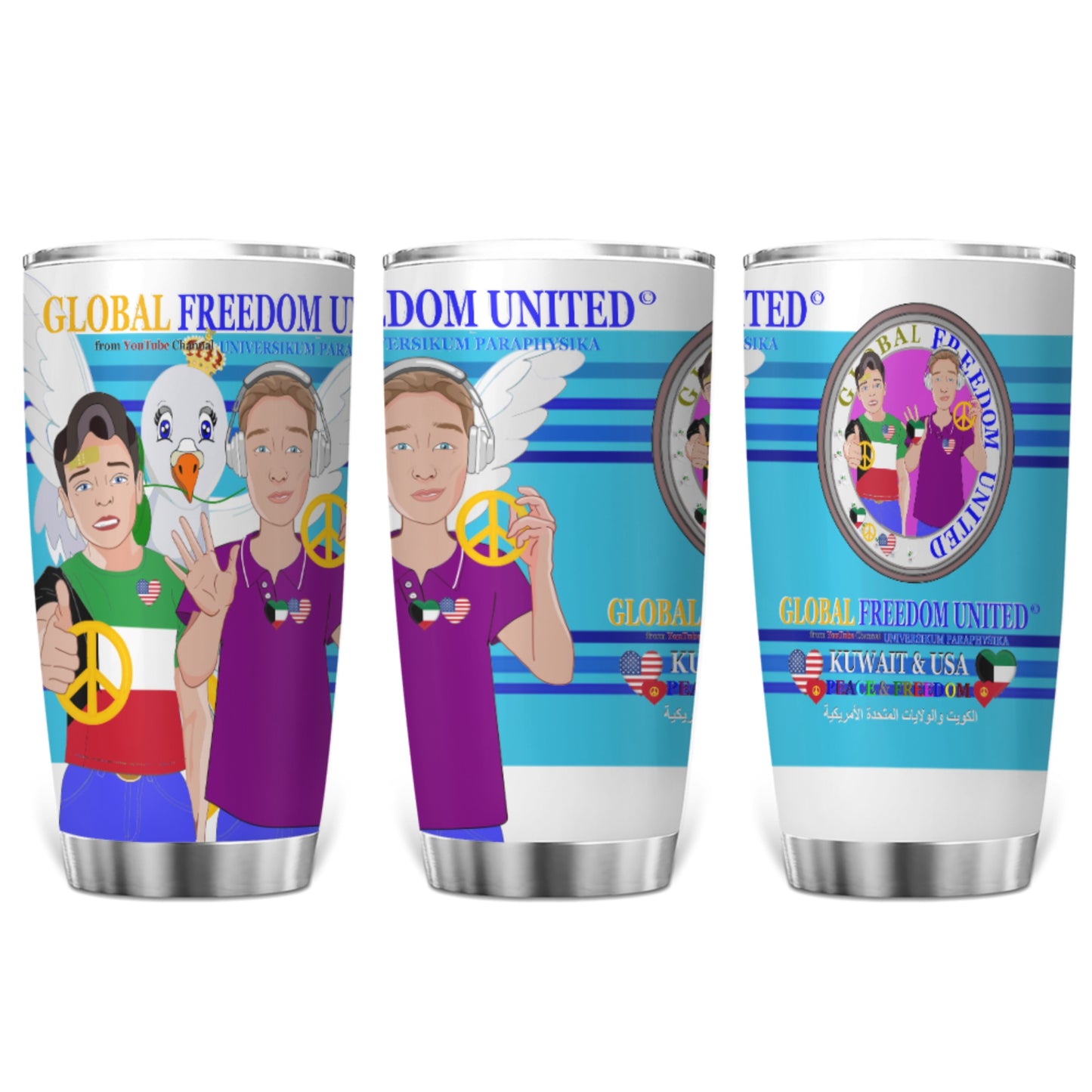 Tumbler Global Freedom United Men Kuwait & Usa Old Peace Blue