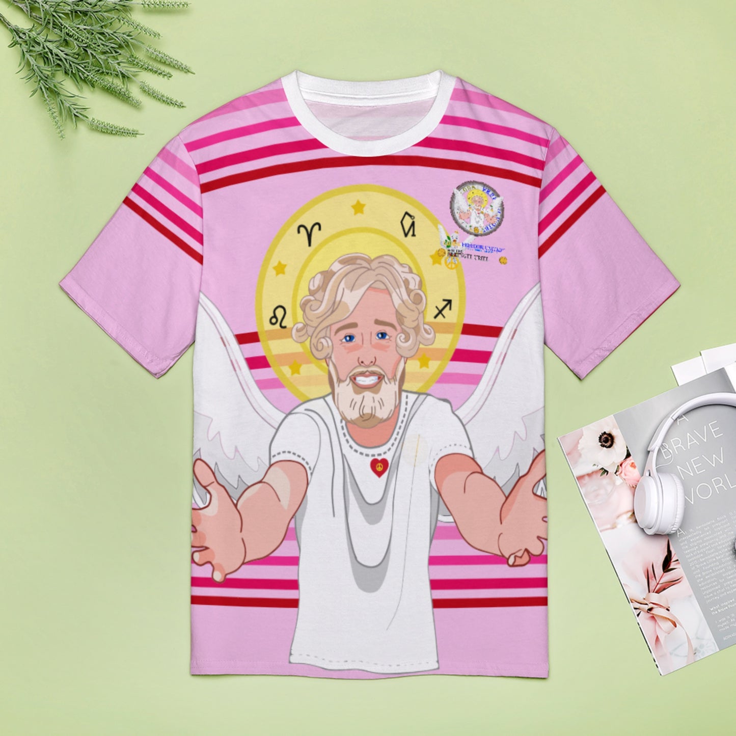 Women´s T-shirt 2 Global Freedom United Archangel Uriel German  Pink2