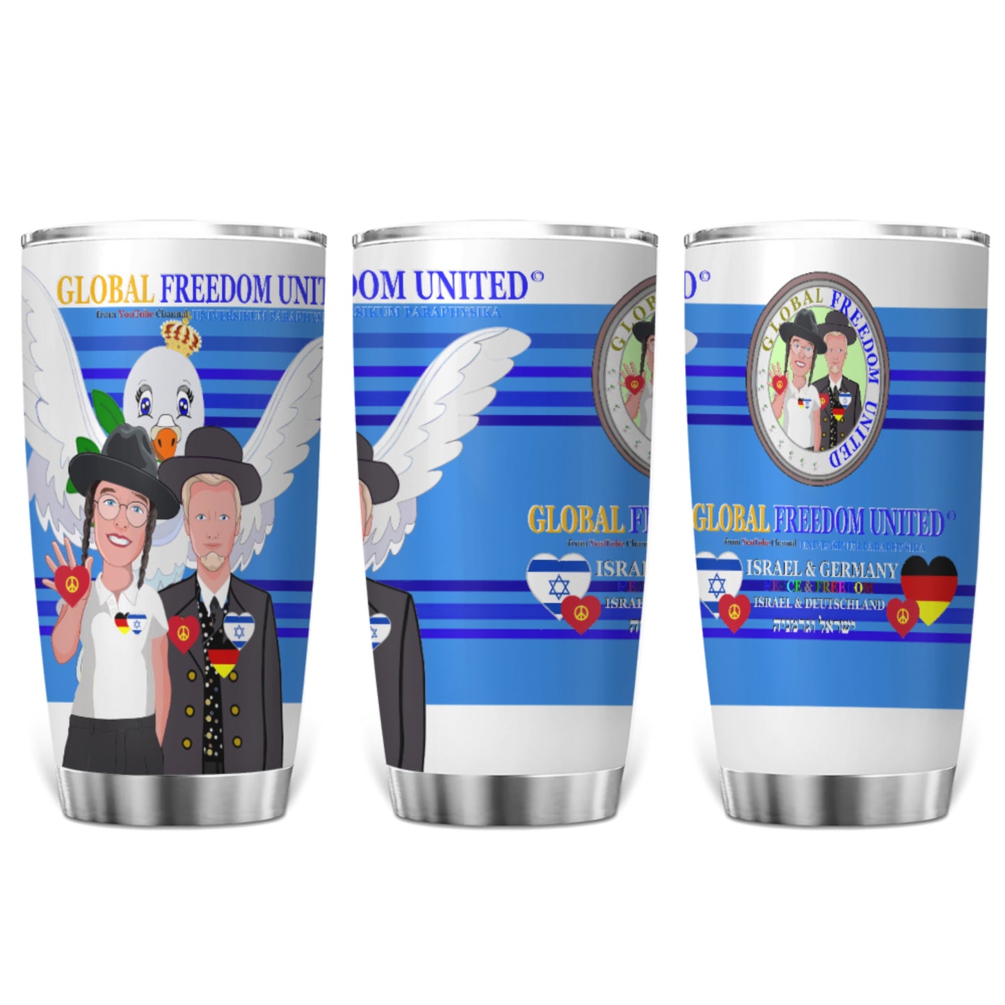 Tumbler GLOBAL FREEDOM UNITED© Men Israel & Germany Deep Blue