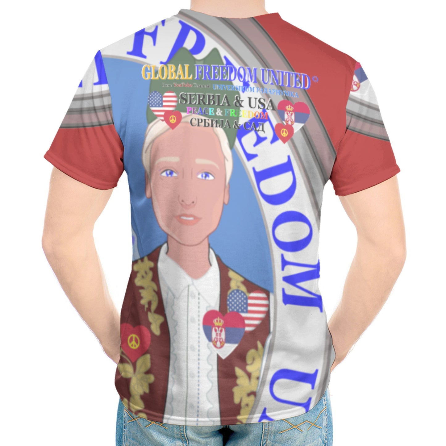 Men´s T-shirt GLOBAL FREEDOM UNITED© Men Serbia & USA Red