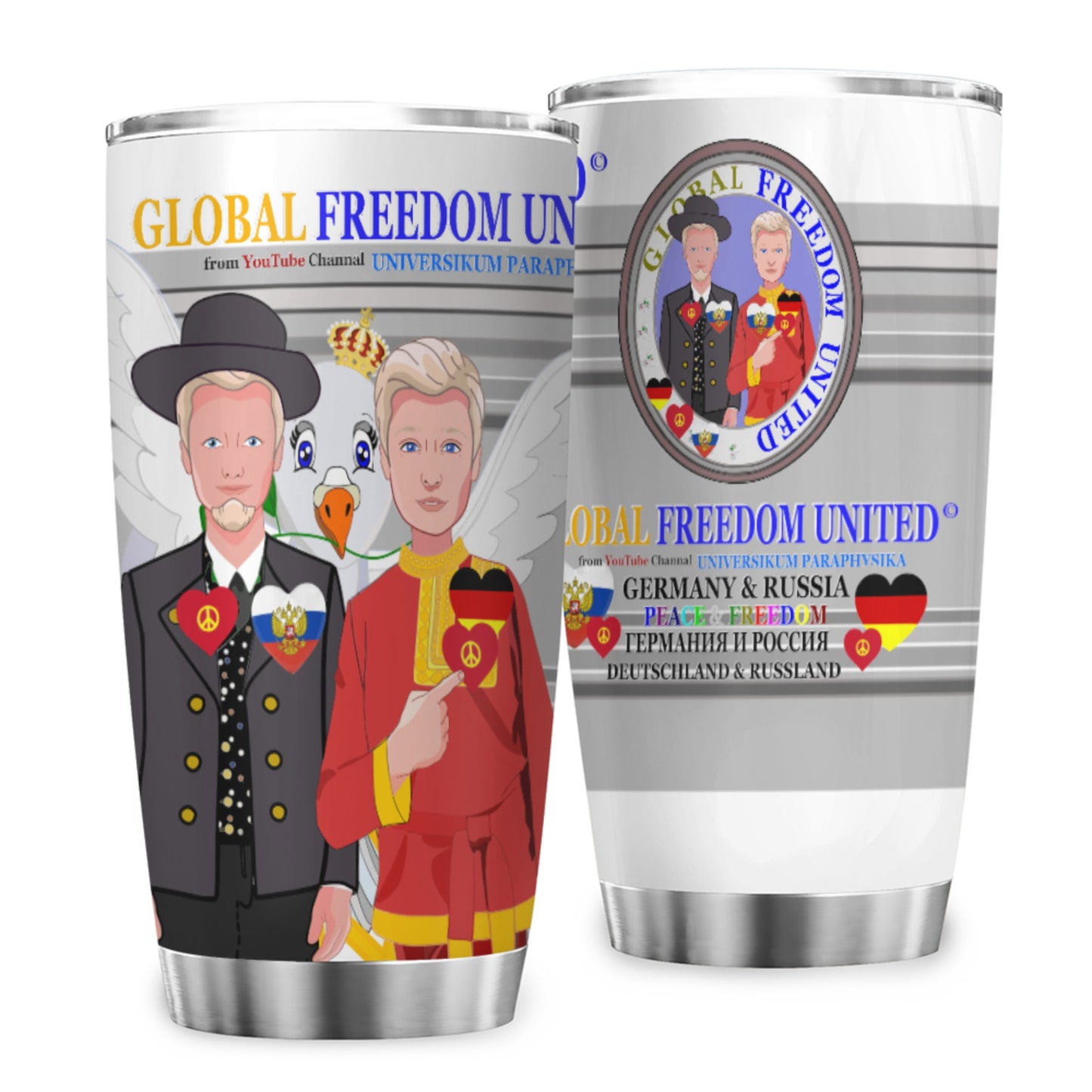 Tumbler Global Freedom United Men Germany & Russia Old Peacegrey