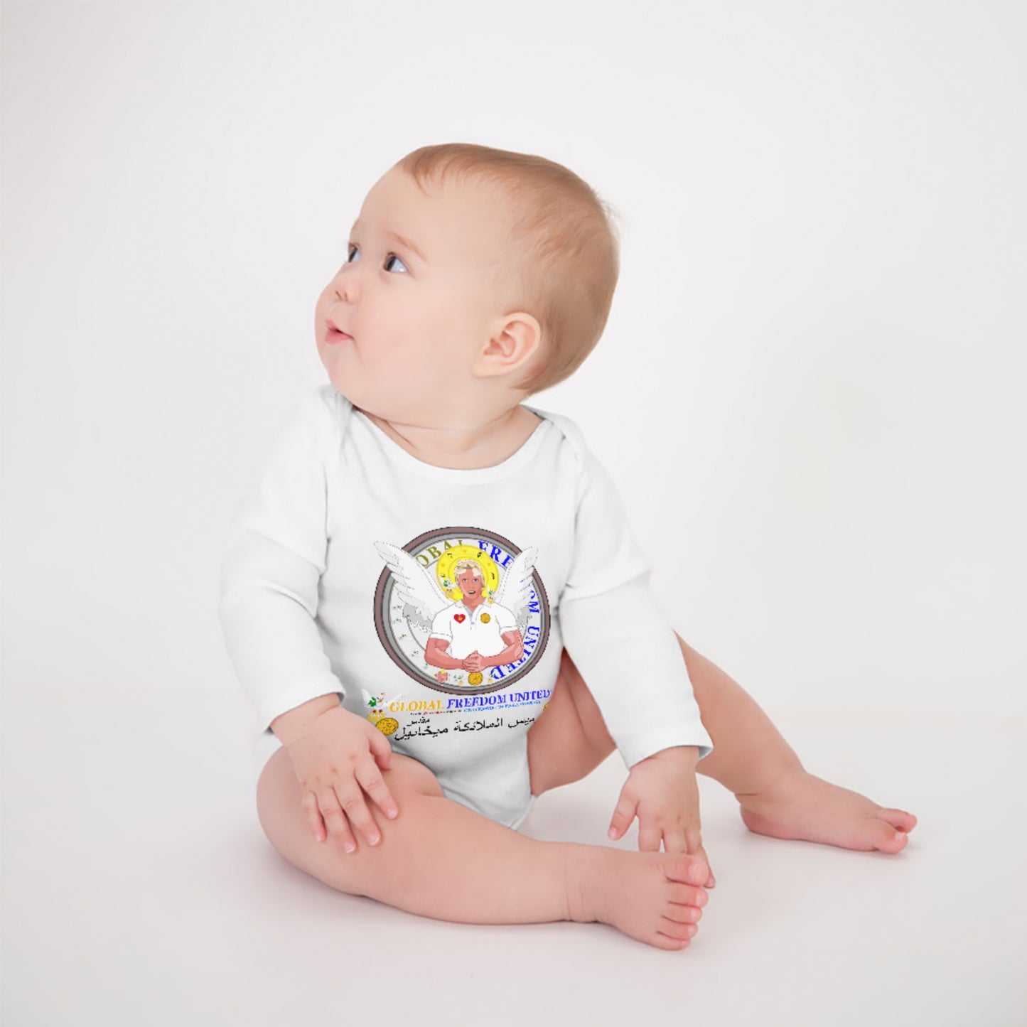 Baby Long-sleeve Bodysuit Global Freedom United Archangel Michael Arabic 2