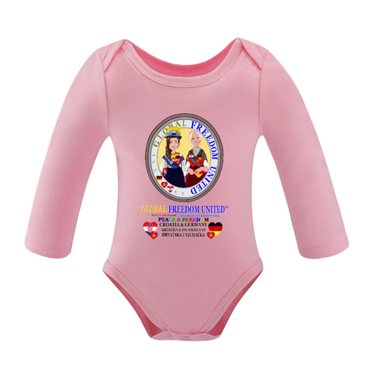 Baby Long-sleeve Bodysuit GLOBAL FREEDOM UNITED© Girl Croatia & Germany  Brown Hair