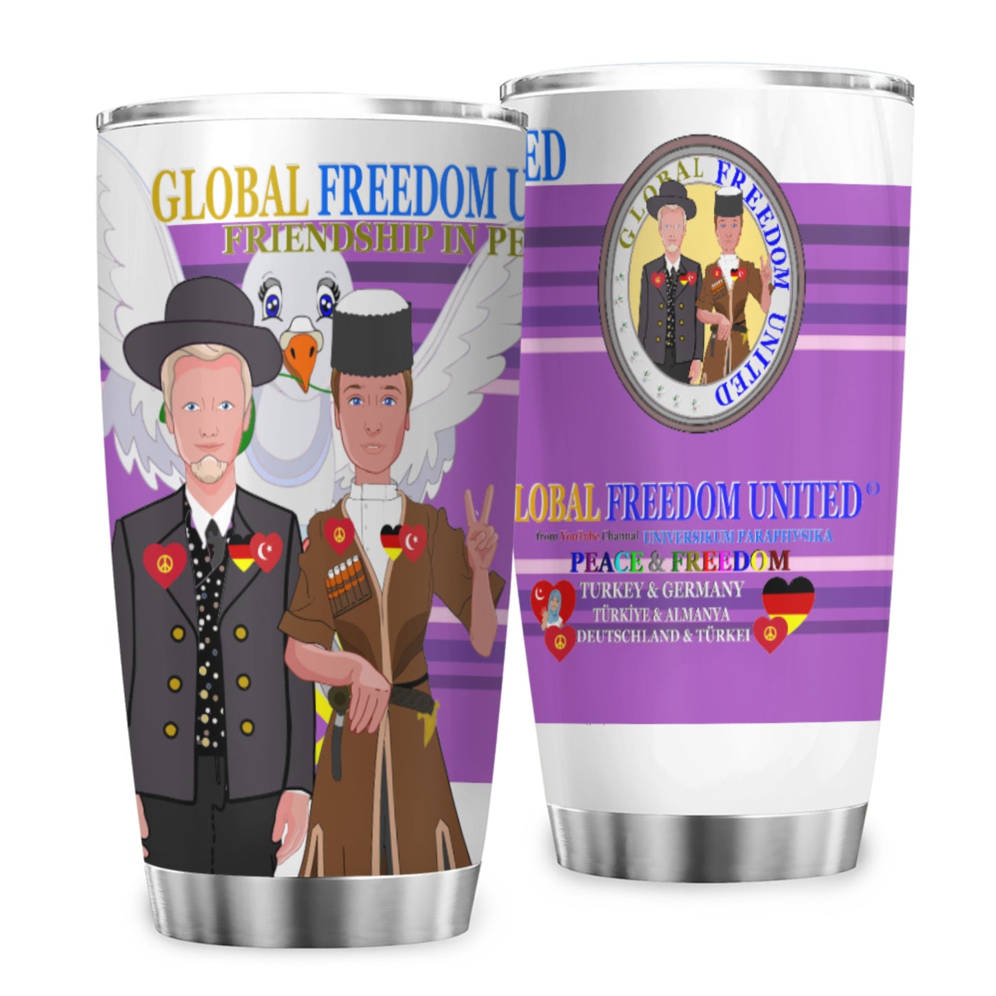 Tumbler Global Freedom United Men Germany & Turkey Old Peace Lilac