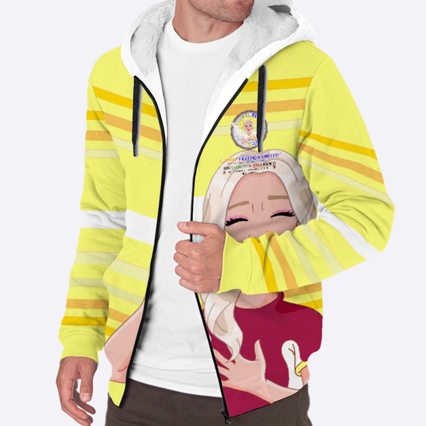 Plush Hoodie Global Freedom United  Gib Mobiing Keine Chance  Gelb