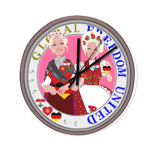 Wooden Wall Clock Without Scale GLOBAL FREEDOM UNITED© Women Germany & Hungary