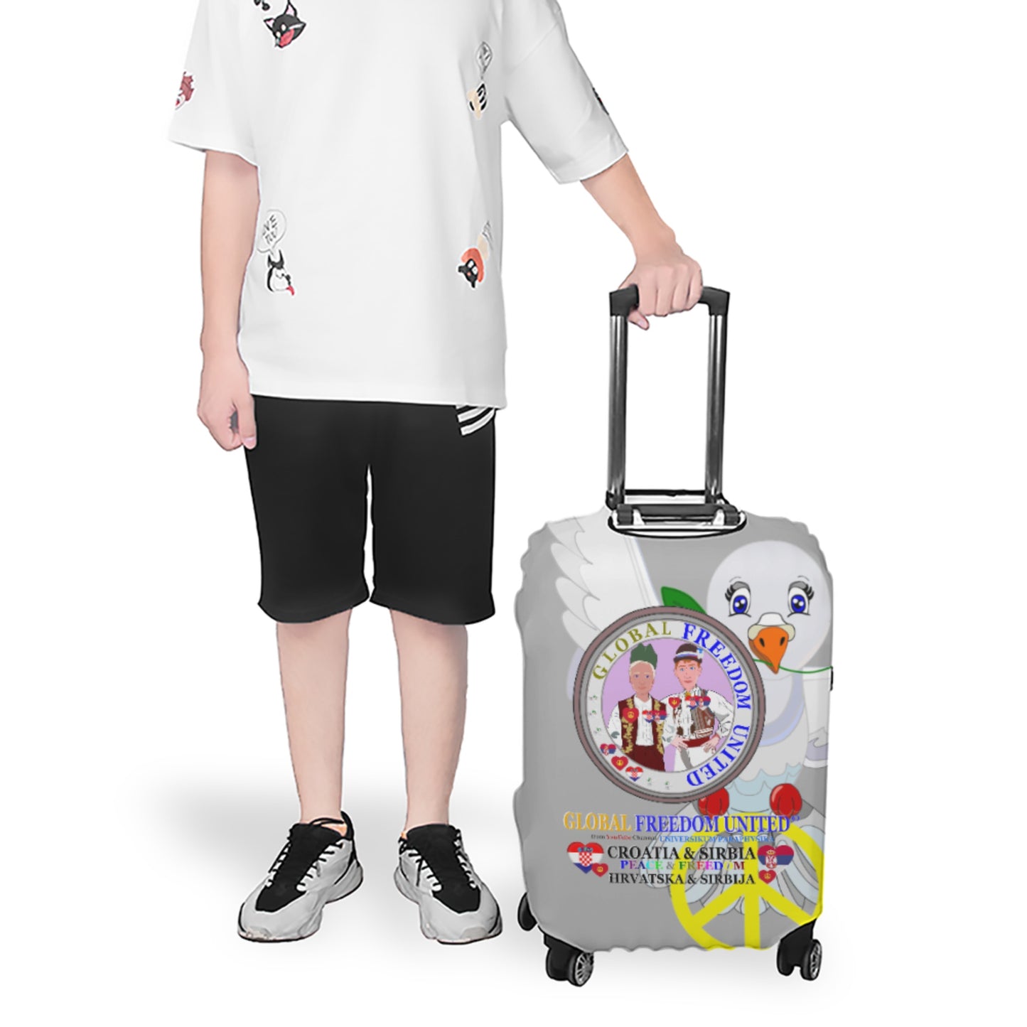 Lugguage Cover Global Freedom United Men Croatia & Serbia Old Peace Grey