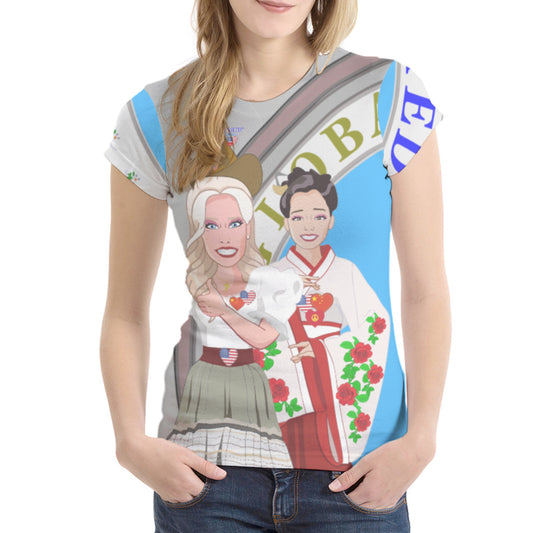 Women´s T-shirt 2 GLOBAL FREEDOM UNITED© Women USA & China Grey