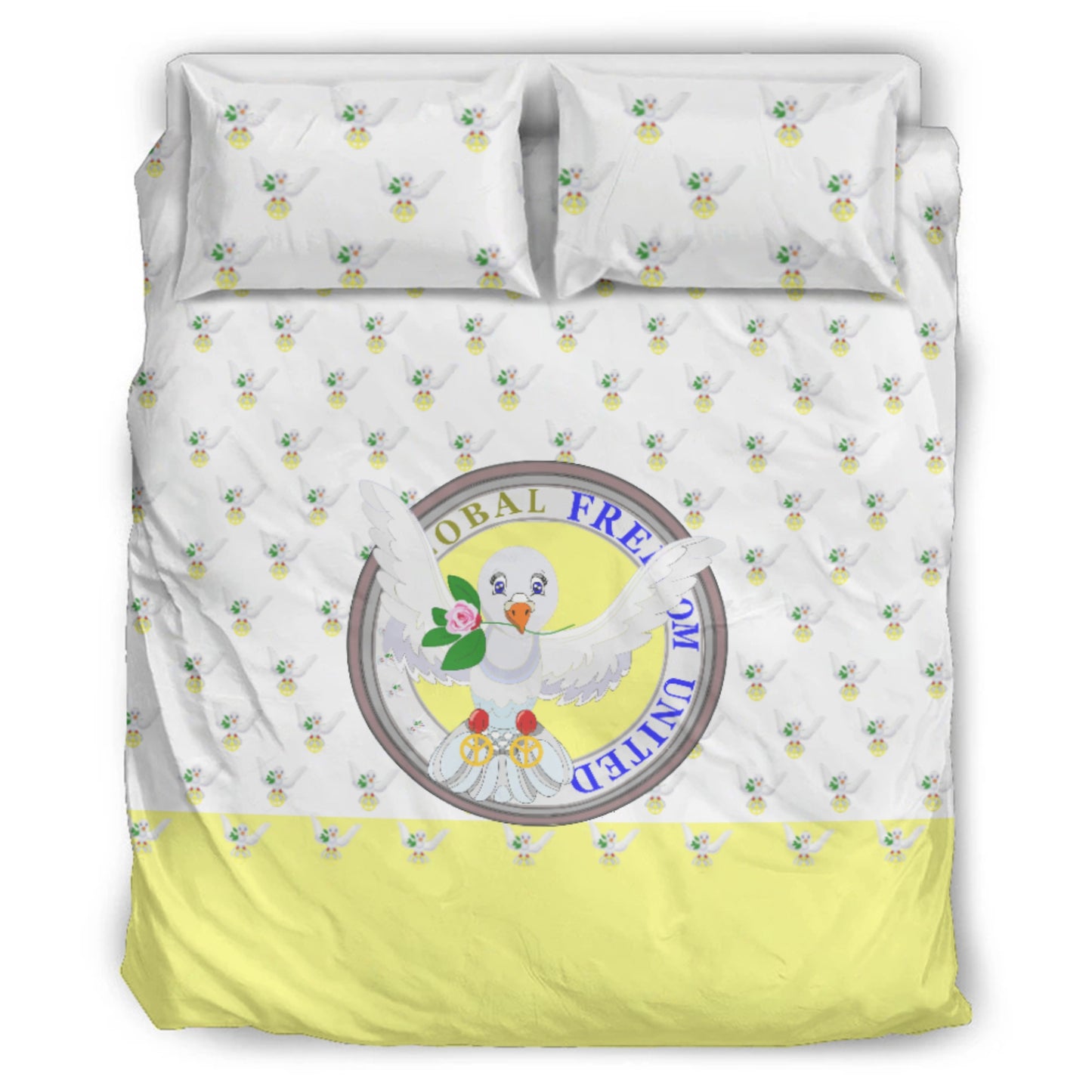Bed Line GLOBAL FREEDOM UNITED© Dove Of Peace Yellow