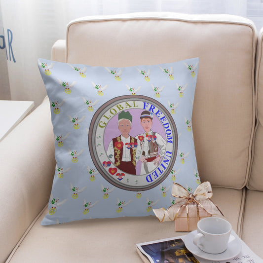 GLOBAL FREEDOM UNITED© Men CROATIA & SERBIA Light Blue 18'' Square Pillow Cover