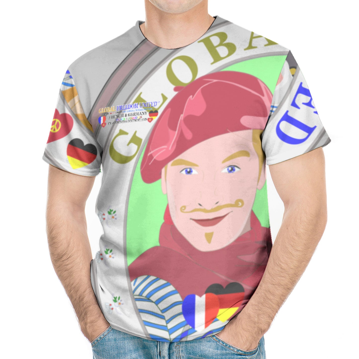 Men´s T-shirt GLOBAL FREEDOM UNITED© Men French & Germany V2 Grey