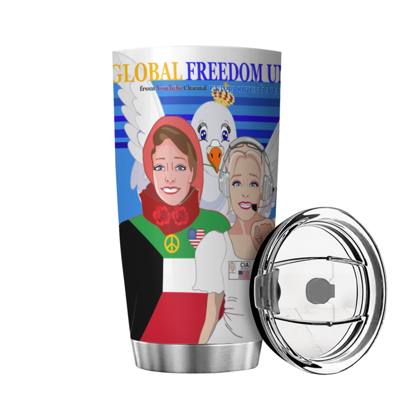 Tumbler Global Freedom United Women Kuwait & Usa Old Peace Deep Blue