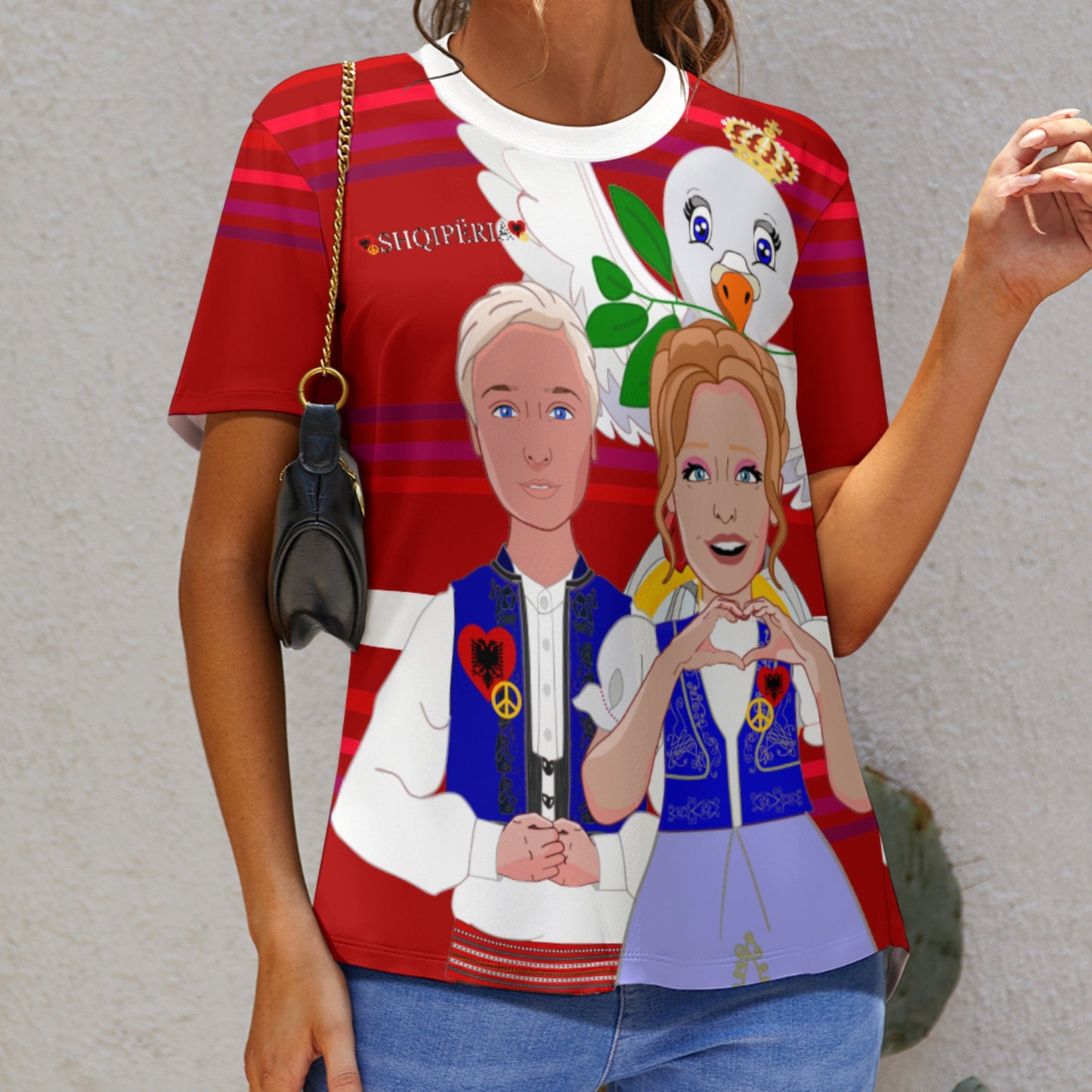 Women´s T-shirt 3 GLOBAL FREEDOM UNITED© Couple Albania Red