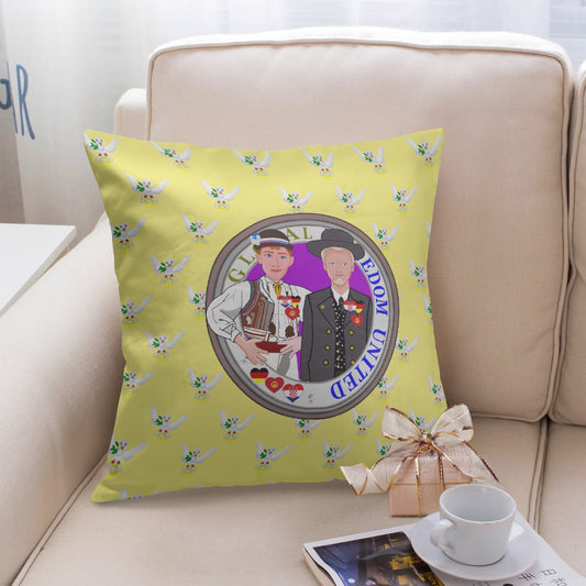 GLOBAL FREEDOM UNITED© Men CROATIA & GERMANY YELLOW 18'' Square Pillow Cover