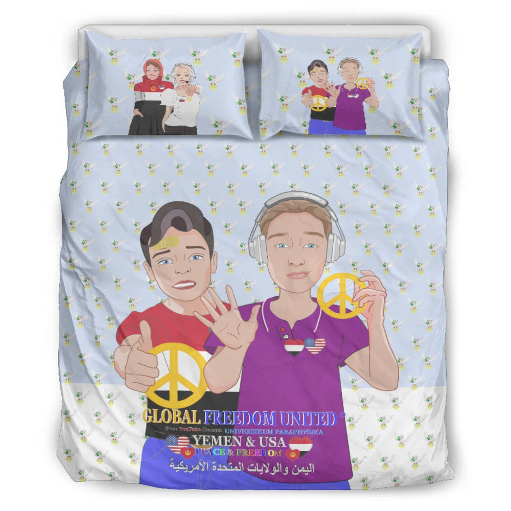 Bed Line GLOBAL FREEDOM UNITED© Men Yemen & USA Light Blue